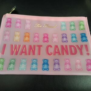 Too Faced Pink Limited Edition I Want Candy Cute Gummy Bears Makeup Pouch Bag